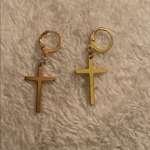 Cross dangling earrings